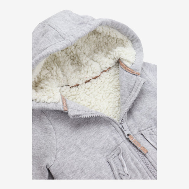 Zip up grey hoodie gold glitter zip frill pockets 