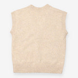 Oatmeal Wool Blend Button-Front Knitted Vest