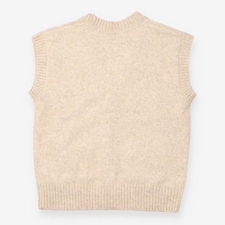 Oatmeal Wool Blend Button-Front Knitted Vest