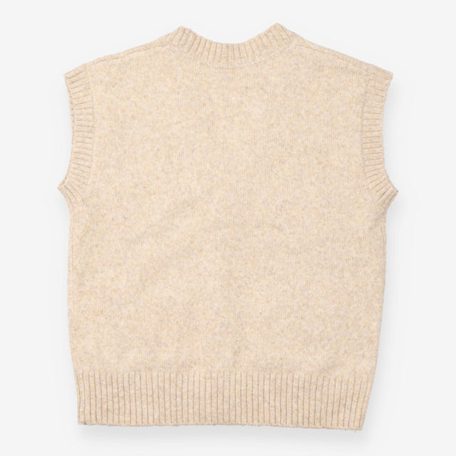 Oatmeal Wool Blend Button-Front Knitted Vest