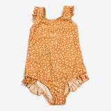 Brown Frill Strap Animal Print Swimsuit