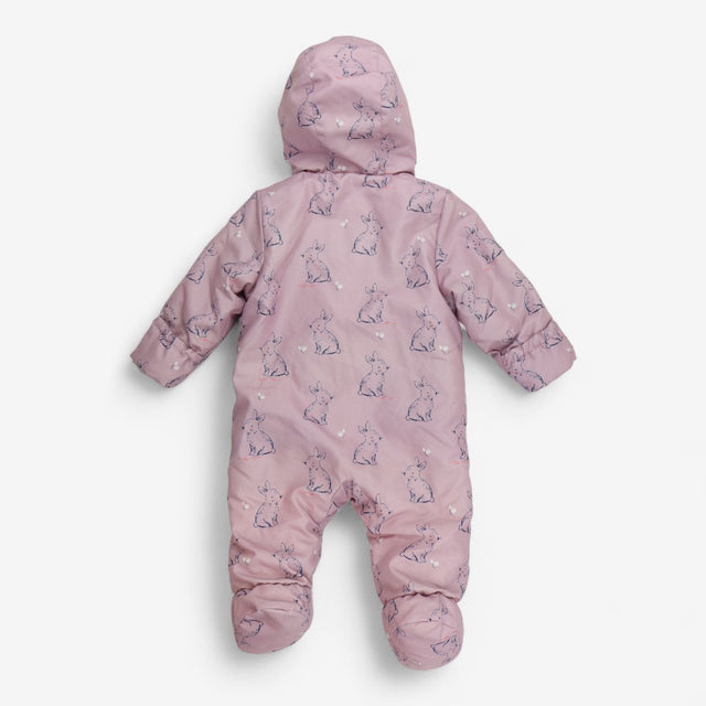 Pink fleece lined pram suit bunnies