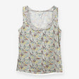 Grey Ditsy Floral Cotton Strappy Top Lace Ruffle T