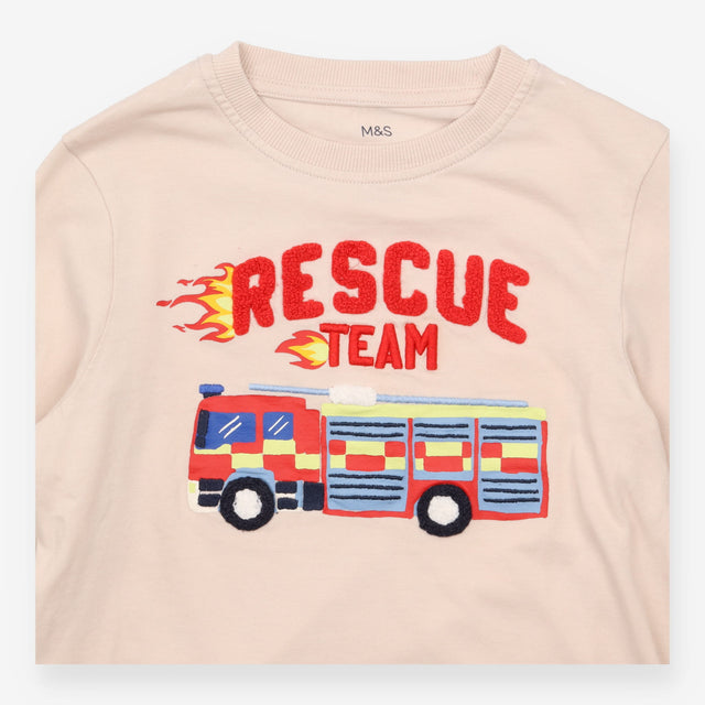 T-shirt long sleeve cream ''RESCUE TEAM''