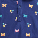 Sweatshirt Collared Navy Butterflies