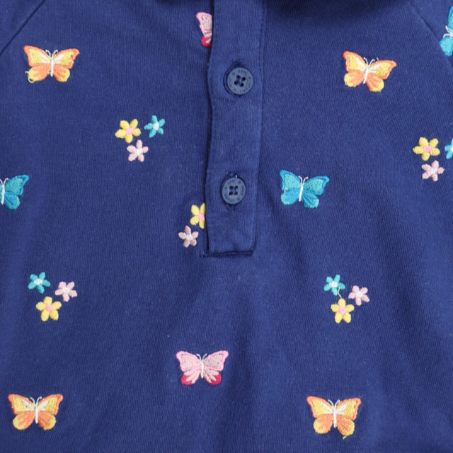 Sweatshirt Collared Navy Butterflies