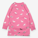 Sweater dress pink shiny horses