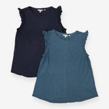 Blue Frill Sleeved Navy and Blue 2-pack