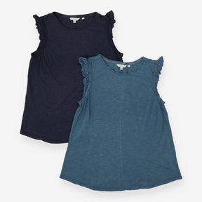 Blue Frill Sleeved Navy and Blue 2-pack