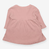 Dress pink ribbed with flower