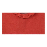 Sunset Pink Wool Blend Ruffle Pie Crust Neck Long 