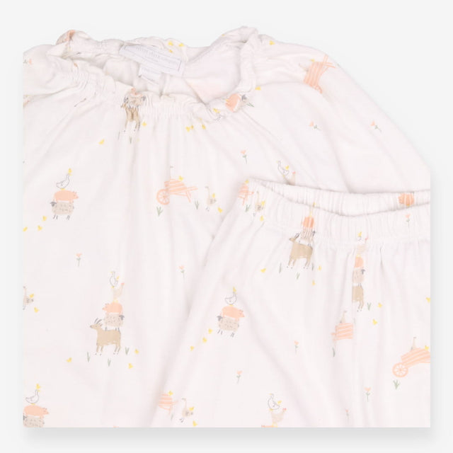 Pyjamas Frill Collar White Farm Animals
