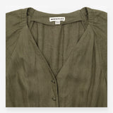 Jumpsuit in Linen V-Neck Belted Button Down Olive 