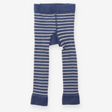 Leggings knit blue white stripe racoon