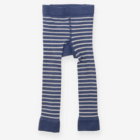 Leggings knit blue white stripe racoon