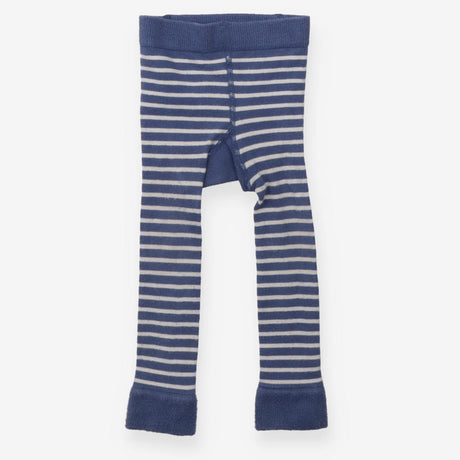 Leggings knit blue white stripe racoon