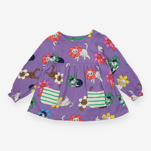Tunic LS purple jersey flower cats
