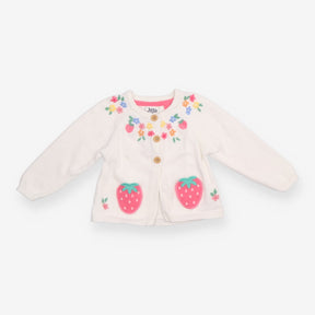 Cardigan White Flowers with Strawberry Pockets