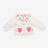 Cardigan White Flowers with Strawberry Pockets