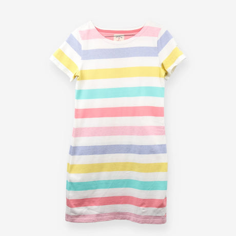 Pastel Stripe Midi Dress Short Sleeve Cotton Jerse