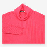 Cowl Neck Jumper Bright Pink Oversized Ribbed Knit
