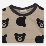 Jersey Sweater Beige and Black Bear Print