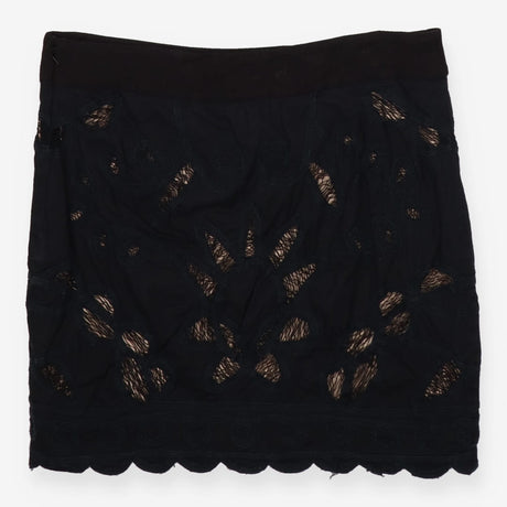 Black Cotton Mini Skirt Malta Style UK12 Summer Ca