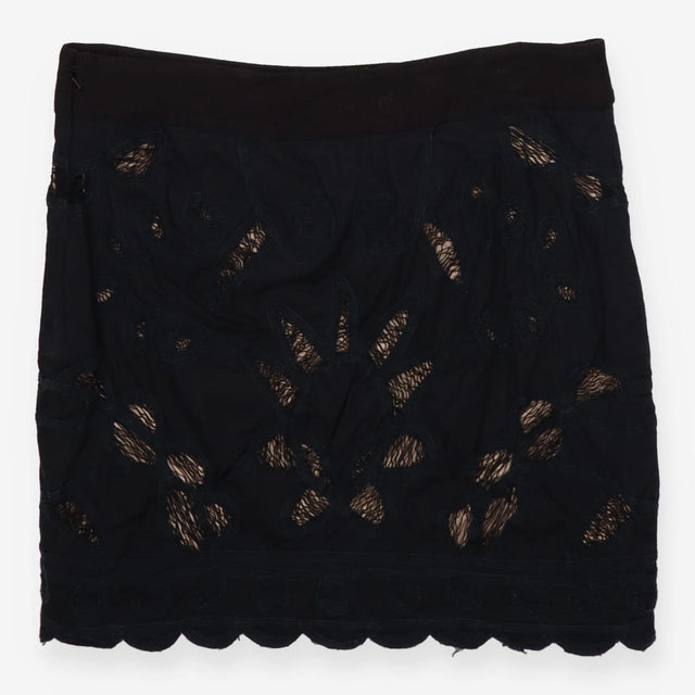 Black Cotton Mini Skirt Malta Style UK12 Summer Ca