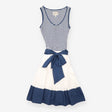 Dress Navy White Striped Cotton Jersey Belted