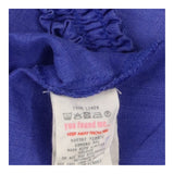 Short Sleeve Top Cobalt Blue Gathered Button Neckl
