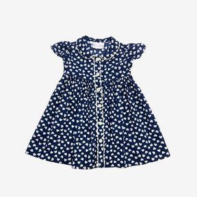 Blue and White Heart Button up dress