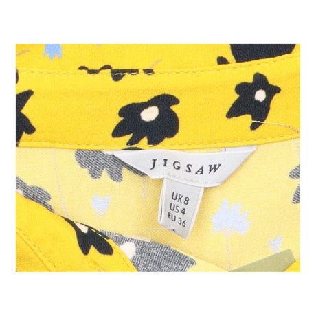 Jigsaw Mustard Yellow Floral Print Midi Shirt Dres