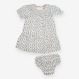 Dress short sleeved white floral and bloomer