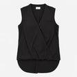 Black Sleeveless Crossover V Neck Wrap Front Blous