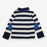 Rugby Shirt blue white stripe navy collar cuffs
