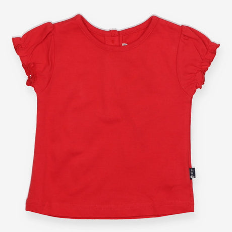 Red frill sleeve t-shirt