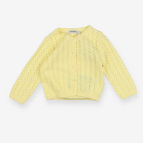 IKKS yellow pointelle cardigan