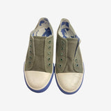 Khaki laceless canvas slipon shoes