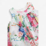 Dress Party White Sleeveless with Floral Print