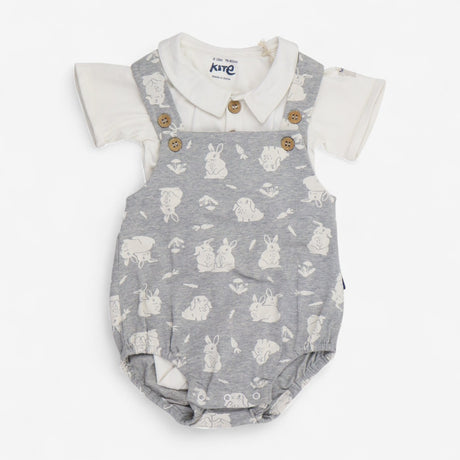 Bun Bun Set Grey Romper with Cream Bodysuit