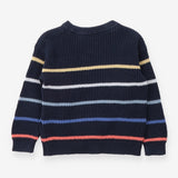 Sweater blue waffle knit thin colour stripes