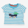 Tee SS blue stripe centipede  boots