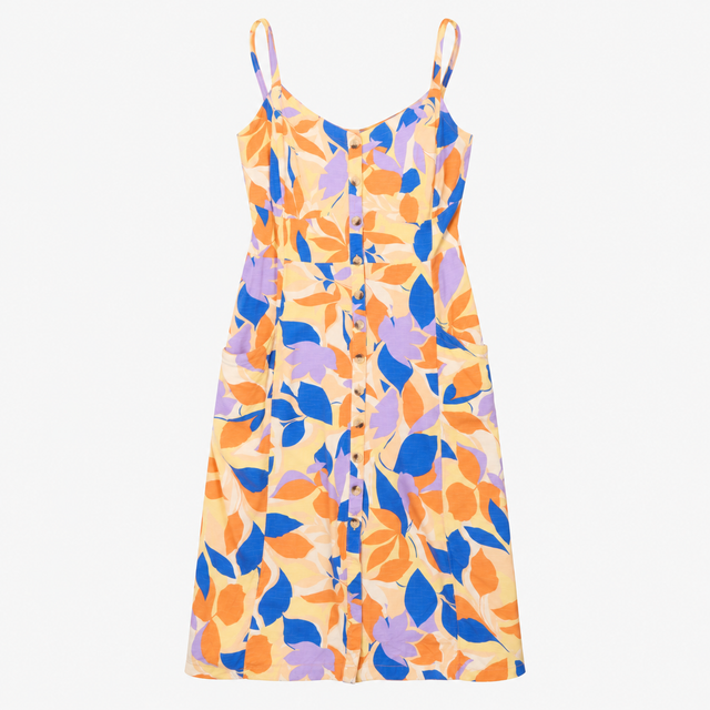 Floral Midi Dress Button Through Strappy Lenzing E
