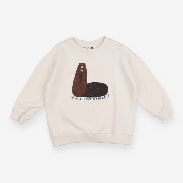 Cream Beaver I love veggies sweatshirt 