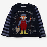 Tee LS navy blue fox fishing stripe sleeves