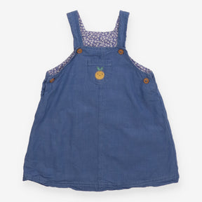 Pinafore Dress Blue with Orange Applique