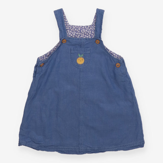 Pinafore Dress Blue with Orange Applique