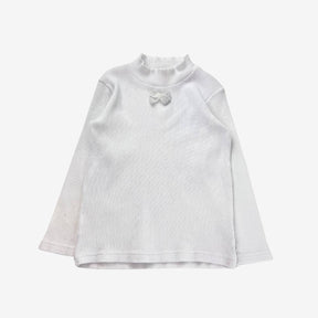 White L/S polo neck with bow