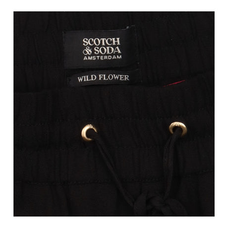 Jogger Trousers Black Drawstring Waist Cuffed Leg