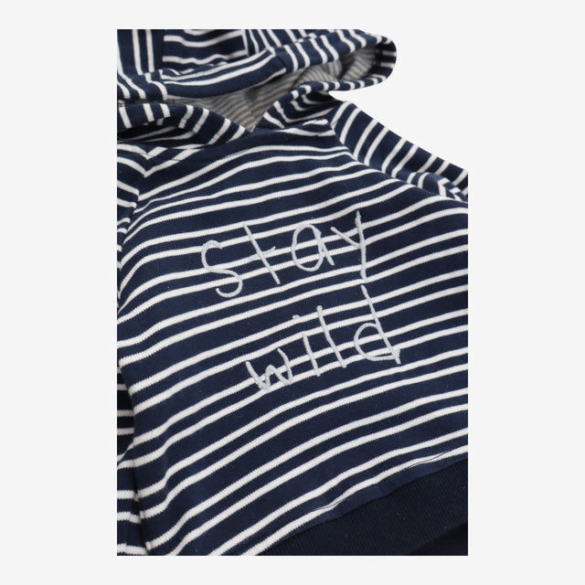 Hoodie Jersey Navy and White Stripe Stay Wild